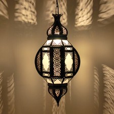 Lampe Marocaine, Lampe Artisanale En Verre De Lait "CHAMIA"