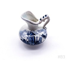 Vintage Delft Vase en Porcelaine Hollande „Moulin à Vent “ Bleu & Blanc 5,5 CM