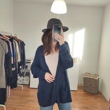 Gilet femme bleu oversize Des petits hauts, modèle Derek, taille 2/M