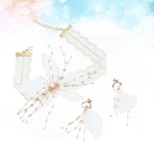  Collier De Mariée Ras Du Cou Parure Bijoux Mariage Boucle D'oreille Mode