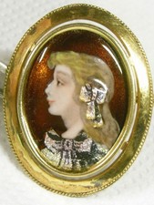 ?? ANCIEN BIJOUX BROCHE EMAUX SUR CUIVRE DE LIMOGES RESTOUEIX JEWELS