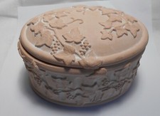  BONBONNIERE FEUILLES DE VIGNE GRAPPES DE RAISIN EN PLATRE COULEUR TERRE CUITE