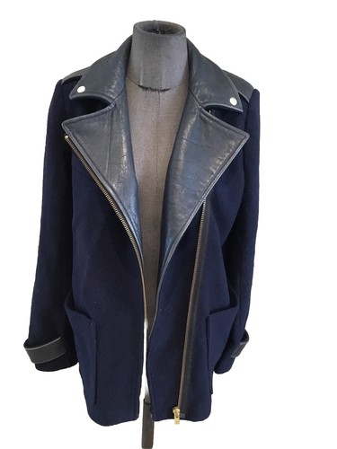 Superbe manteau laine cuir - superbe,