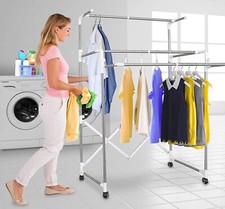 Vêtements Rail Vêtement Rack Entièrement Réglable Grand Triple 45kg Capacité