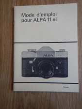 Rare mode d'emploi d'origine en Français  pour Alpa 11 el