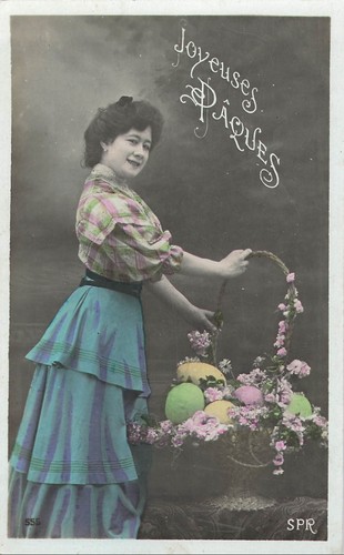 Happy easter smiling woman - cp,