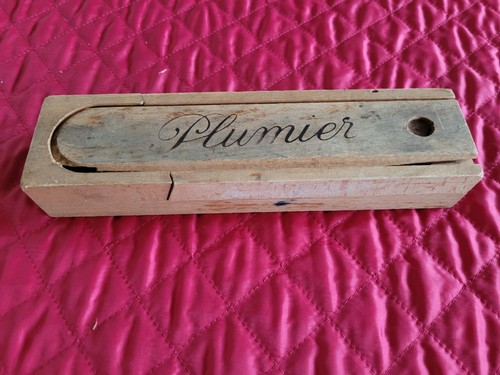 Ancien plumier écolier bois - Écolier,