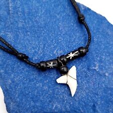 Collier dent de requin véritable,taille réglable,noir, pendentif,surf,surfeur