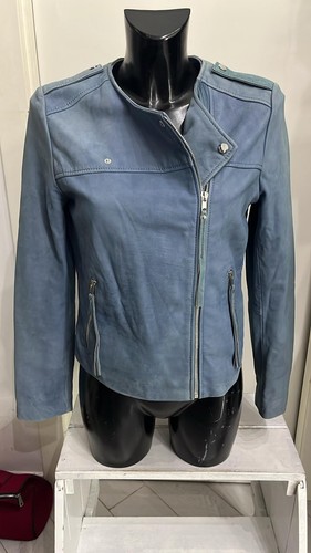 Veste femme mango cuir bleu - en,