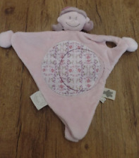 S9P / doudou plat fille poupée rose fleurs accroche tétine KENZA NOUKIE'S