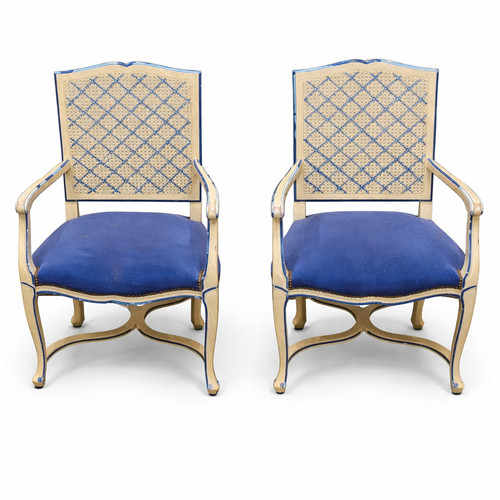 Paire fauteuils laqué - fauteuils,