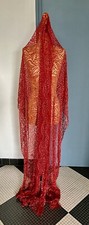 Ancien Long coupon dentelle 1930 rouge Châle Mantille Collection Couture 356 Cms