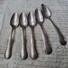 5 Cuillères A Café En Argent XIXè Anciennes Argent Européen Sterling Silver