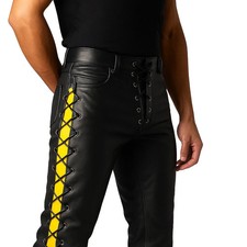 Pantalon en cuir de moto noir