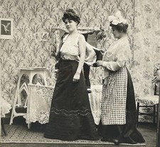 France Scène coquine Le Bain Femme Mode c1900 Photo Stereo Vintage §n4