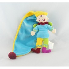 Doudou lutin arlequin bleu jaune long bonnet KATHERINE ROUMANOFF - 2533