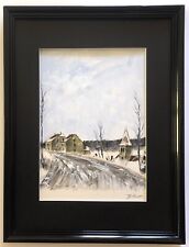 Lithographie signée de Jean-Pierre Rémon avec rehauts de gouache. PAYSAGE