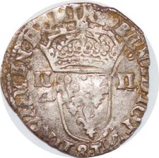 T3892 RARE 1/4 Ecu Croix Feuillue Henri IV 1604 T Nantes Argent frappe medaille