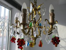 Lustre 5 feux cristal et fruits Murano