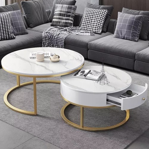 Rond table basse - rond, blanc