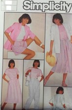 ??✂7490 PATRON SIMPLICITY VINTAGE JUPE PANTALON BERMUDA TOP VESTE 38 AU 42