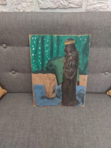 Ancien tableau huile - sur, toile