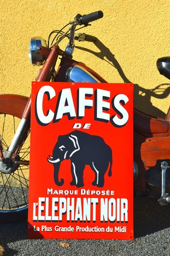 Grande plaque émaillée - , cafes