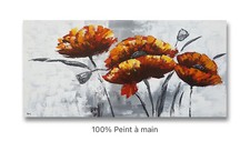 tableau peinture fleurs rouge