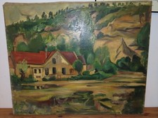 Tableau Peinture Le Moulin d'Arlot 1920 signé Jean Dorville