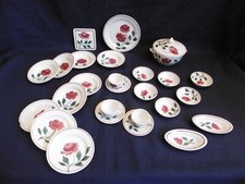 DINETTE ANCIENNE EN FAÏENCE FINE HBCM - DÉCOR "CHAMARANDE" PEINT MAIN 1920-1955