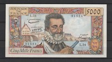 FRANCE Billet de 5000 Francs HENRI IV 06/03/1958 Fay. N° 49/6 en Qualité SUP++