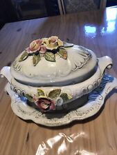 soupière ancienne faïence vintage Baroque Barbotine Italienne