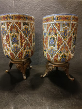 Paire de Vases en Faïence  de Gien Magnifique Décor Ottoman 19eme Siècle