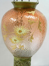 ANCIENNE LANTERNE DE VESTIBULE CRISTAL ÉMAILLE BOUGEOIR SUSPENSION LAMP