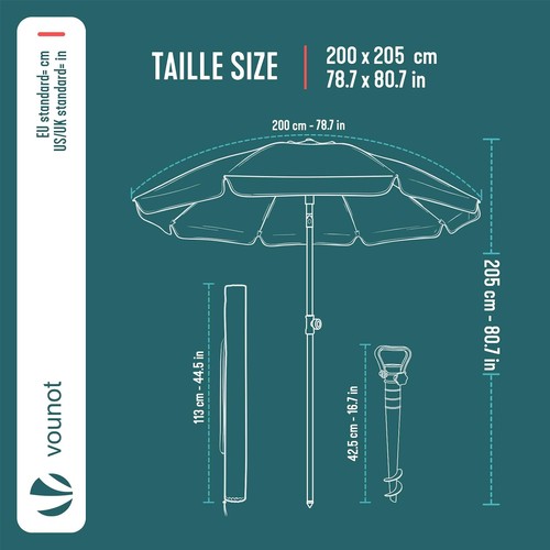 Parasol jardin 200 cm - 200,