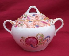 Sugar Bowl Floral Decor Transferware Staffordshire England 1883