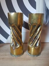 2 DOUILLES OBUS Sculptées ART des Tranchées TRAVAIL de POILU Guerre 14-18 WW1 