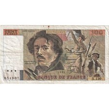 [#333639] France, 100 Francs, Delacroix, 1987, X.120, TTB(20-25), Fayette:69.11, 