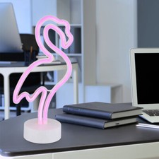 Lampe De Table Néon LED Flamant Rose Blanc Pour Chambre D'Enfant