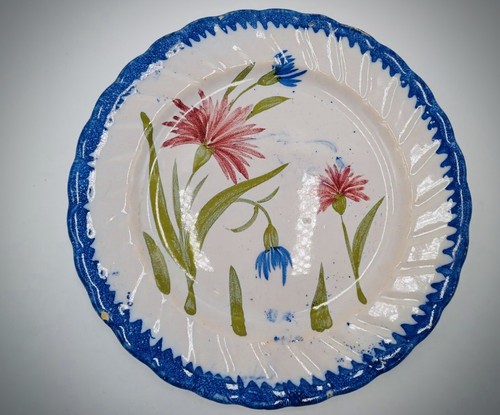Assiette faience décor floral - décor,