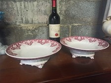 Faïence Sarreguemines 2 coupes sur pieds Compotiers ancien.