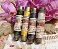 Mercerie ancienne, LOT 4 ANCIENNES BOBINES CORDONNET de SOIE TUBOR vers 1920