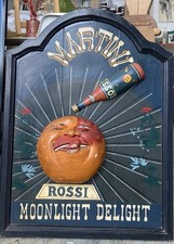 Grand Panneau Publicitaire Bois Martini Rossi. 82 x 60,5 cm