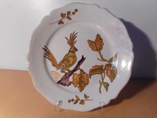 Assiette ancienne faience centre France 19 siècle oiseau exotique perruche