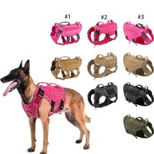 Harnais Tactique Chien Réfléchissant Réglable avec Poignée Militaire Gilet M L