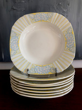 8 ASSIETTES CREUSES, FAÏENCE DE GIEN "FLEUR DE LOTUS" Style Marie-Pierre BOITARD