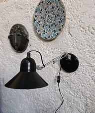 lampe Aluminor Bras Articulée métal laqué Noir et chromé vintage Applique. 