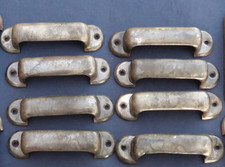 8 poignées coquille fer tiroirs meuble Atelier Bureau métier 10,5 cm