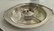 serviteur hors d'œuvre plateau apéritif art déco métal argenté chiffré ramequin