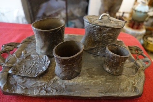Service fumeur bronze - bronze, argenté